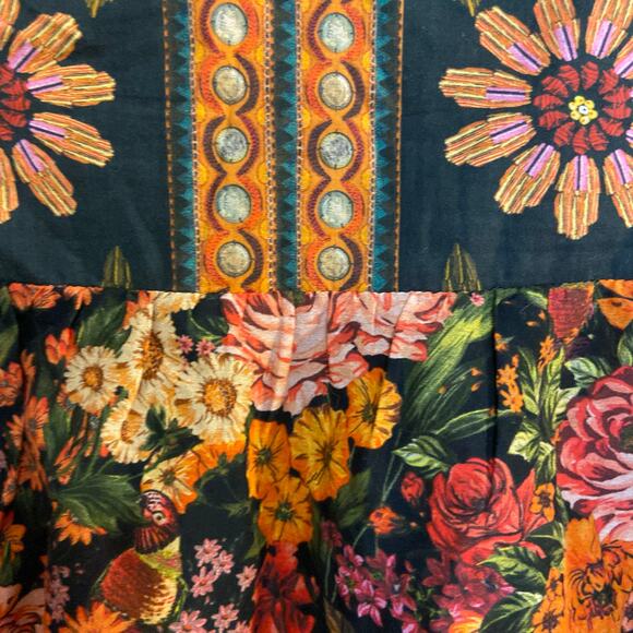 FARM Rio Women's Size XL Yellow Black Floral Vibrant Flowers Garden Blouse - Picture 14 of 14